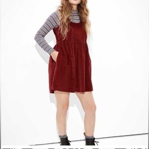 American Eagle Red Corduroy Babydoll Mini Dress Size Medium Tall
